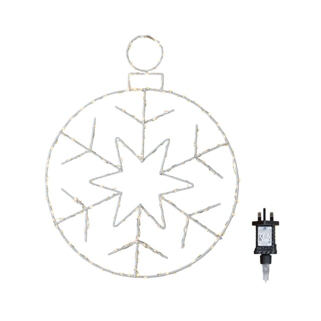 Samuel Alexander 48cm x 38cm Hanging Christmas Snowflake Bauble with 250 White LEDs - Size: 48 cm x 38 cm - image 1