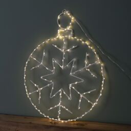 Samuel Alexander 48cm x 38cm Hanging Christmas Snowflake Bauble with 250 White LEDs - Size: 48 cm x 38 cm - thumbnail 4