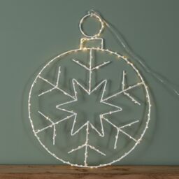 Samuel Alexander 48cm x 38cm Hanging Christmas Snowflake Bauble with 250 White LEDs - Size: 48 cm x 38 cm - thumbnail 5