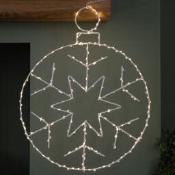 Samuel Alexander 48cm x 38cm Hanging Christmas Snowflake Bauble with 250 White LEDs - Size: 48 cm x 38 cm - thumbnail 2