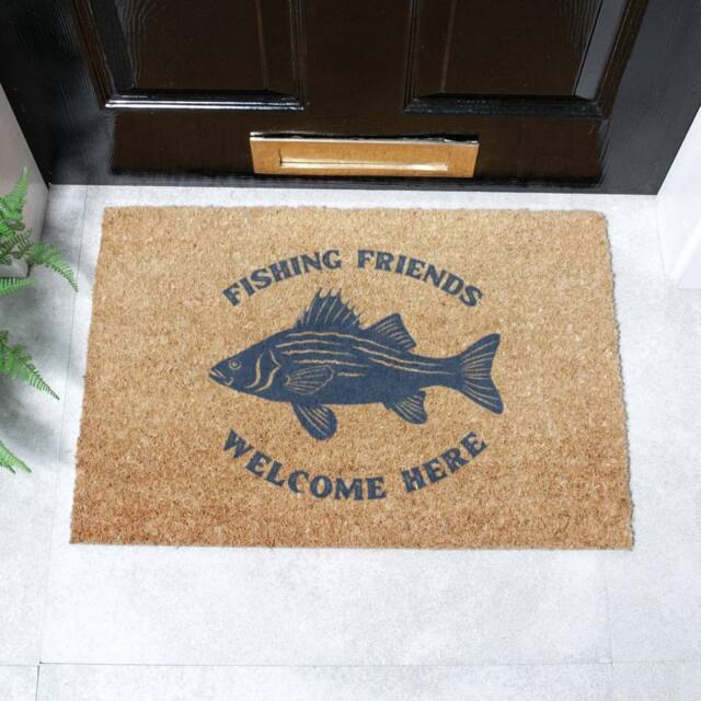 Artsy Mats Fishing Friends Welcome Doormat (60 x 40cm) in Brown - Size: 40 cm x 60 cm - image 1