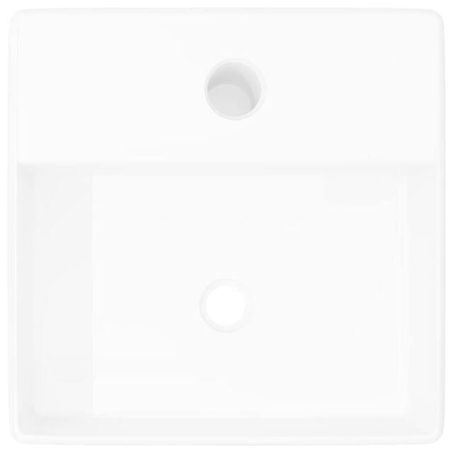 Berkfield Home Elegant Ceramic Bathroom Sink Basin with Faucet Hole White Square - image 1