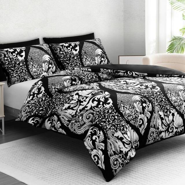 Grace Luxury Hypoallergenic Duvet Cover Super King Size with Pillowcases in Black - Size: Single - image 1