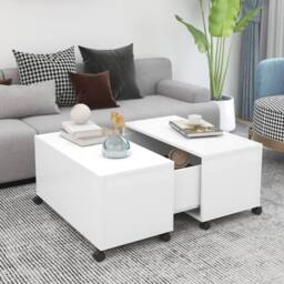 Berkfield Home Coffee Table White 75x75x38 cm Engineered Wood - Size: 75 x 75 x 38 cm - thumbnail 2