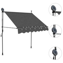 Berkfield Home Manual Retractable Awning with LED 200 cm Anthracite in Black - thumbnail 3