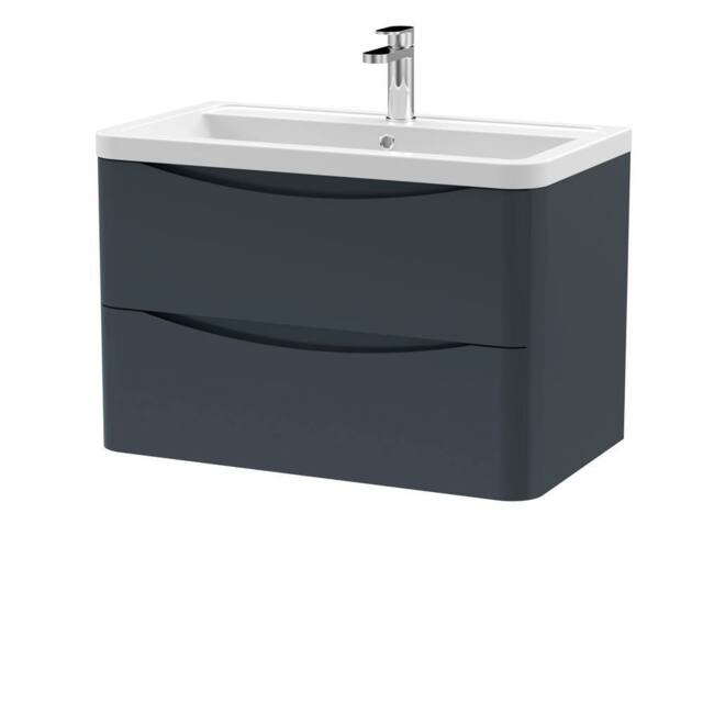 Balterley Dunwood 2 Drawer Wall Hung Vanity Basin Unit, Dark Grey, 800mm in Grey - image 1
