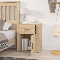Berkfield Home Bedside Cabinet Sonoma Oak 50x36x60 cm Engineered Wood in Brown - Size: 50 x 36 x 60 cm - thumbnail 3