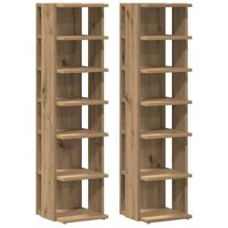 Berkfield Home Shoe Cabinets 2 pcs Artisan Oak 28x27x102 cm Engineered Wood in Brown - Size: 28 x 27 x 102 cm - thumbnail 3