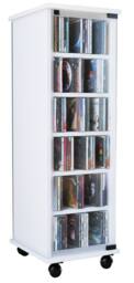 VCM Wood CD DVD Stand Shelf Valenza Glass Door in White
