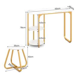 VOGREX Bar Table Set with 2 Stools, 2 Storage Shelves in White - thumbnail 2