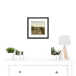 Artery8 Breitner Landscape Near Waalsdorp Painting 8X8 Inch Square Wooden Framed Wall Art Print Picture with Mount in Black - thumbnail 2