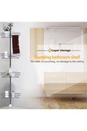 Living and Home 4 Tier Metal Corner Shower Shelf Wall Rack Organizer Bathroom in Black - thumbnail 5