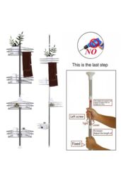 Living and Home 4 Tier Metal Corner Shower Shelf Wall Rack Organizer Bathroom in Black - thumbnail 4