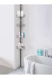 Living and Home 4 Tier Metal Corner Shower Shelf Wall Rack Organizer Bathroom in Black - thumbnail 3