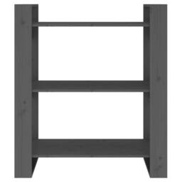 Berkfield Home Book Cabinet/Room Divider Grey 80x35x91 cm Solid Wood Pine - Size: 80 x 35 x 91 cm - thumbnail 5