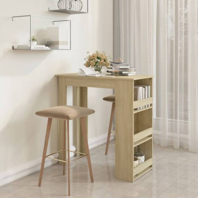Berkfield Home Bar Table with Storage Rack Sonoma Oak 102x50x103.5cm Engineered Wood in Beige - Size: 102x50x103.5 cm - image 1