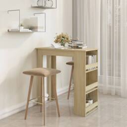 Berkfield Home Bar Table with Storage Rack Sonoma Oak 102x50x103.5cm Engineered Wood in Beige - Size: 102x50x103.5 cm - thumbnail 1