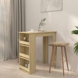 Berkfield Home Bar Table with Storage Rack Sonoma Oak 102x50x103.5cm Engineered Wood in Beige - Size: 102x50x103.5 cm - thumbnail 4