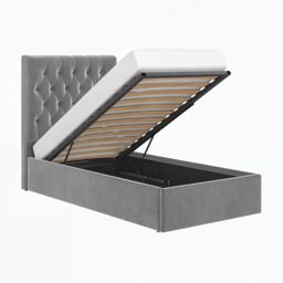 Flair Milan Velvet Single Ottoman Bed in Grey - thumbnail 5