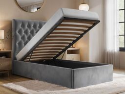 Flair Milan Velvet Single Ottoman Bed in Grey - thumbnail 3