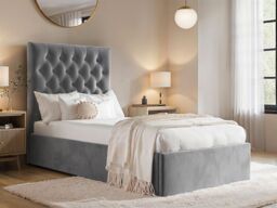 Flair Milan Velvet Single Ottoman Bed in Grey - thumbnail 1