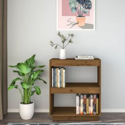 Berkfield Home Book Cabinet Honey Brown 60x35x71 cm Solid Wood Pine - Size: 60 x 35 x 71 cm - thumbnail 3