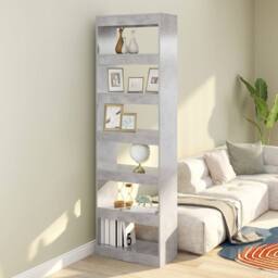 Berkfield Home Classic Book Cabinet/Room Divider Concrete Grey 60x30x198 cm - Size: 60 x 30 x 198 cm - thumbnail 2