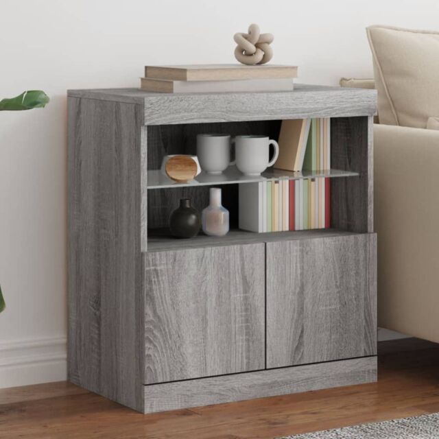 Berkfield Home Sideboard with LED Lights Grey Sonoma 60x37x67 cm - Size: 60 x 37 x 67 cm - image 1
