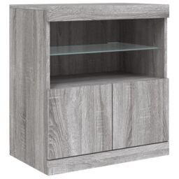 Berkfield Home Sideboard with LED Lights Grey Sonoma 60x37x67 cm - Size: 60 x 37 x 67 cm - thumbnail 3