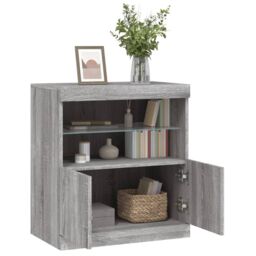 Berkfield Home Sideboard with LED Lights Grey Sonoma 60x37x67 cm - Size: 60 x 37 x 67 cm - thumbnail 5