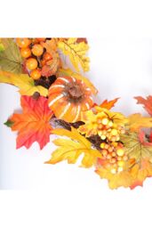 Living and Home Maple Leaves Fall Door Wreath Harvest Festival Decorations in Orange - thumbnail 5