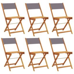Berkfield Home Folding Garden Chairs 6 pcs Anthracite Fabric & Solid Wood