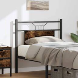 Berkfield Home Headboard Smoked Oak 75 cm Engineered Wood & Steel in Brown - thumbnail 3