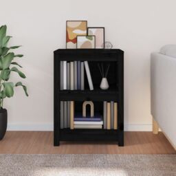 Berkfield Home Book Cabinet Black 50x35x68 cm Solid Wood Pine - Size: 50 x 35 x 68 cm - thumbnail 3