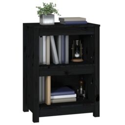 Berkfield Home Book Cabinet Black 50x35x68 cm Solid Wood Pine - Size: 50 x 35 x 68 cm - thumbnail 4