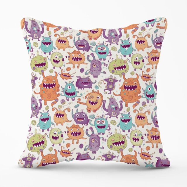 Warren Reed - Designer Playful Halloween Monsters Outdoor Cushion in Purple - Size: 45 cm x 45 cm - image 1