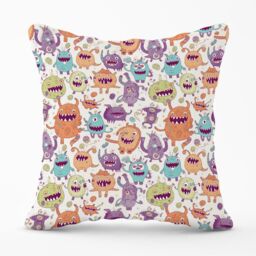 Warren Reed - Designer Playful Halloween Monsters Outdoor Cushion in Purple - Size: 45 cm x 45 cm - thumbnail 1