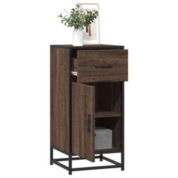 Berkfield Home Sideboard Brown Oak 35.5x35x76 cm Engineered Wood & Metal - thumbnail 2
