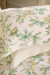 V&A 'Peony Blossom' Cotton Duvet Cover Set in Green - Size: Single - thumbnail 5