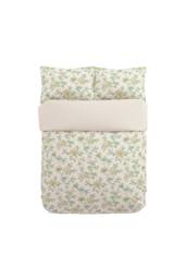 V&A 'Peony Blossom' Cotton Duvet Cover Set in Green - Size: Single - thumbnail 4