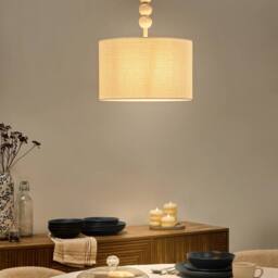 Wyld and Coco Pendant Lamp White Iron Drum Shade Mid-Century Modern