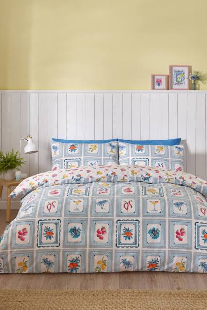 Catherine Lansfield 'Riviera Tiles' Reversible Duvet Cover Set - Size: Single - image 1