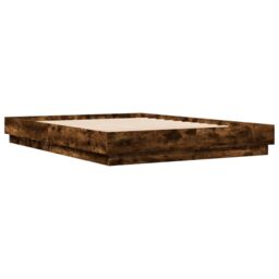 Berkfield Home Bed Frame with LED without Mattress Smoked Oak 150x200 cm King Size in Brown - thumbnail 3