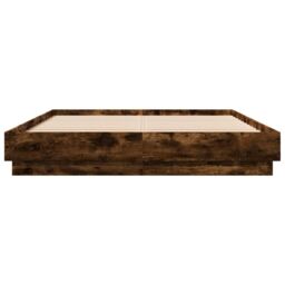 Berkfield Home Bed Frame with LED without Mattress Smoked Oak 150x200 cm King Size in Brown - thumbnail 6