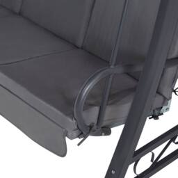 Wyld and Coco Grey Fabric 3-Seater Patio Swing - Powder-Coated Steel Frame - thumbnail 9