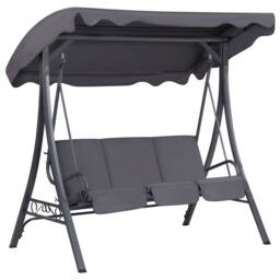 Wyld and Coco Grey Fabric 3-Seater Patio Swing - Powder-Coated Steel Frame - thumbnail 2