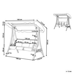 Wyld and Coco Grey Fabric 3-Seater Patio Swing - Powder-Coated Steel Frame - thumbnail 3