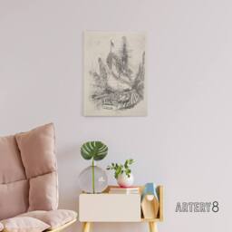 "Artery8 Joseph Pennell Large Warship In the Dry Dock Canvas Wall Art Print in Grey - Size: W12"" x H16""" - thumbnail 3