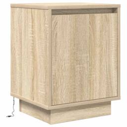 Berkfield Home Bedside Cabinets with LED Lights¬†2 pcs Sonoma Oak 38x34x50 cm in Light Oak - Size: 38 x 34 x 50 cm - thumbnail 7