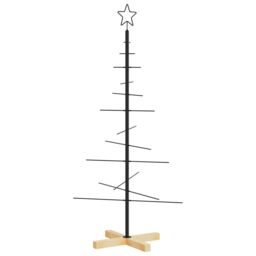 Berkfield Home Metal Christmas Tree with Wooden Base Black 120 cm - thumbnail 5